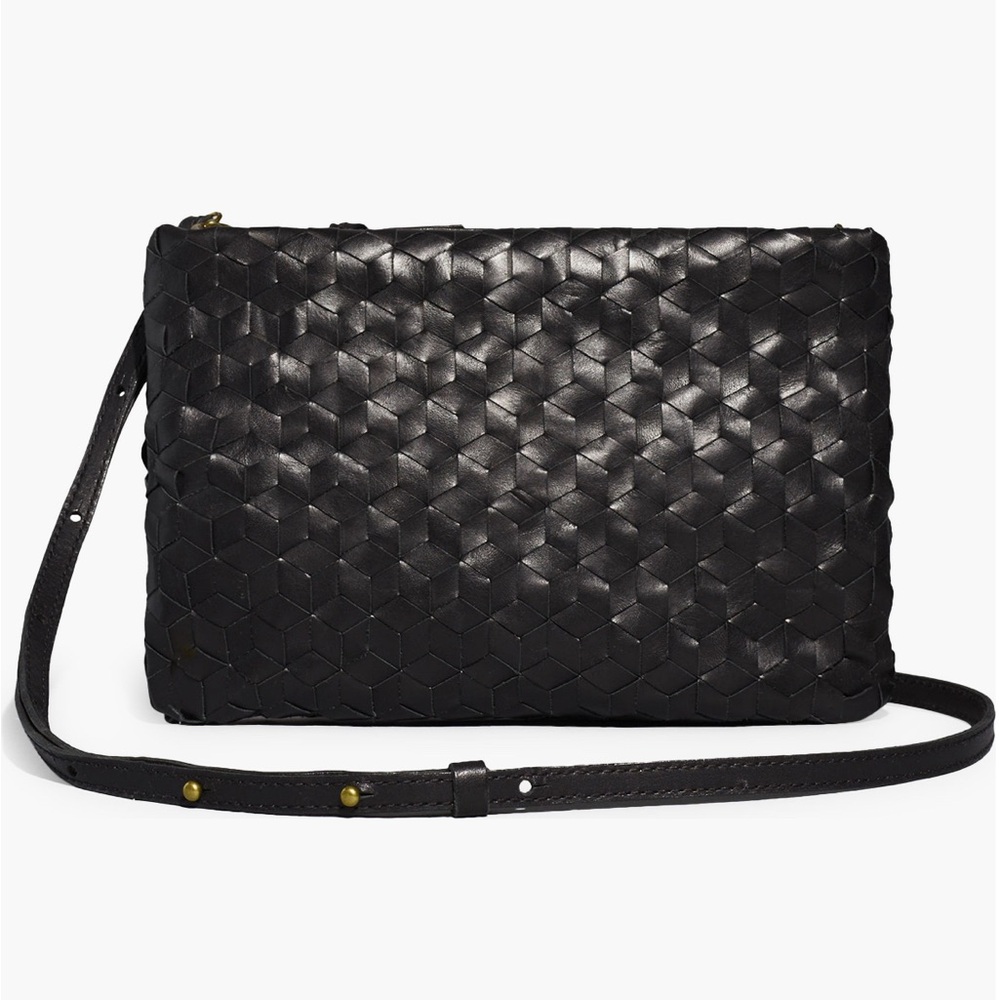 Madewell Black Woven Leather Crossbody Bag
